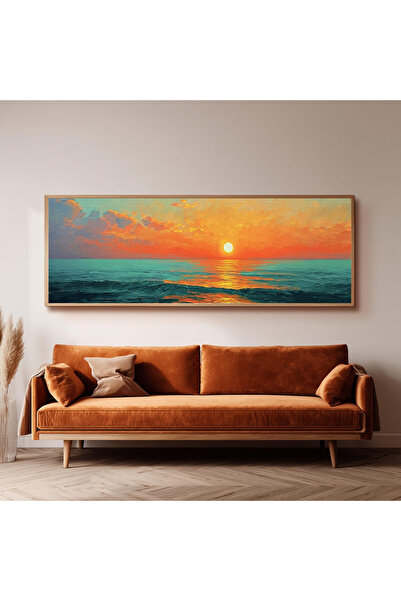Dekorsiahome Ahşap Çerçeveli Panoramik Oturma Odası Salon Tablosu UZ0317