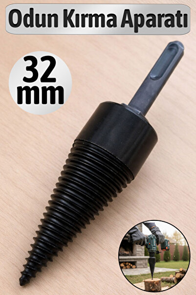 Badem10 Odun Kırma Parçalama Aparatı 32 MM SDS Plus Uyumlu Matkap Tipi Odun Y...