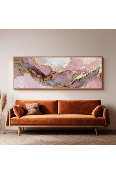 Dekorsiahome Ahşap Çerçeveli Panoramik Oturma Odası Salon Tablosu UZ0264