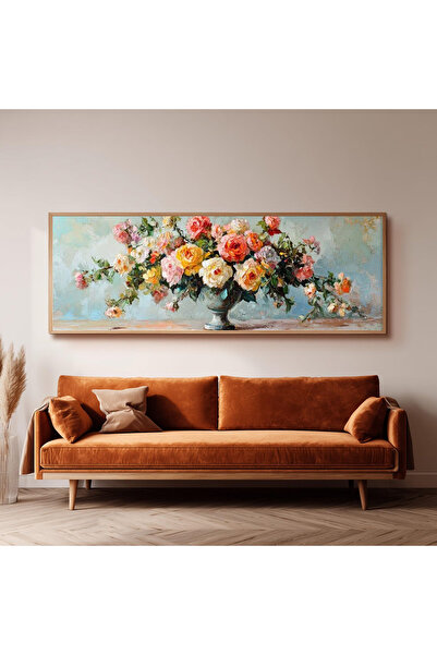 Dekorsiahome Ahşap Çerçeveli Panoramik Oturma Odası Salon Tablosu UZ0249