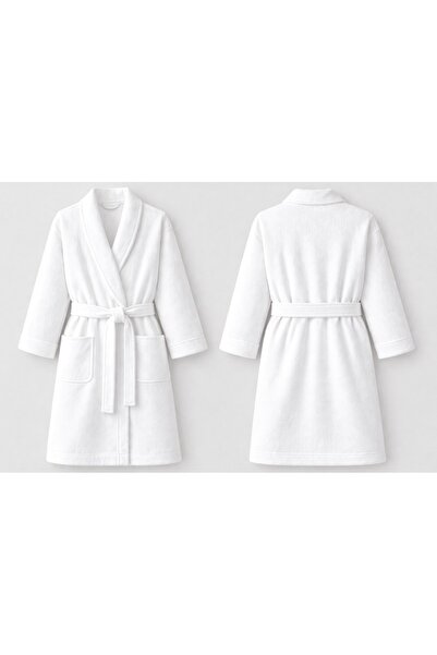 Nerds co Premium White Velour Bathrobe | Free Size Unisex | Soft & Luxury Feel