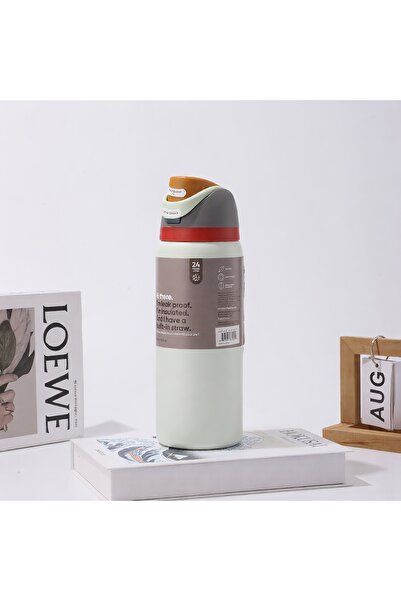 Generic 24 oz Insulated Stainless Steel Straw Water Bottle | Leak-Proof & Reu...