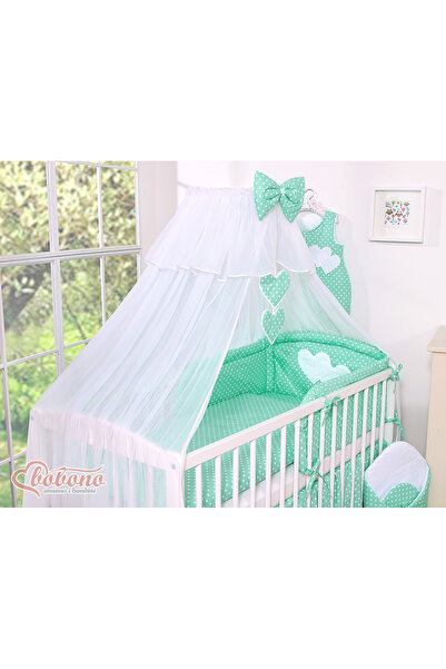 Other Large mosquito net for a baby's bed made of white chiffon with hearts a...