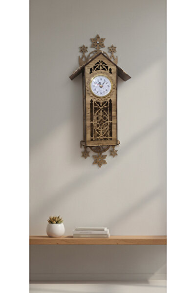 Saatwa Ahşap Görünümlü Dekoratif Duvar Saati