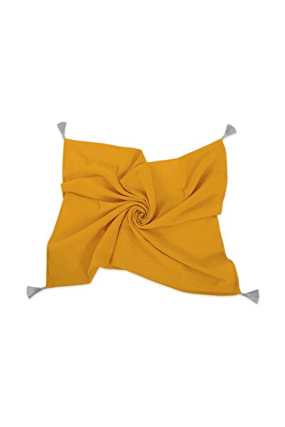 Other Muslin baby blanket with tassels - mustard