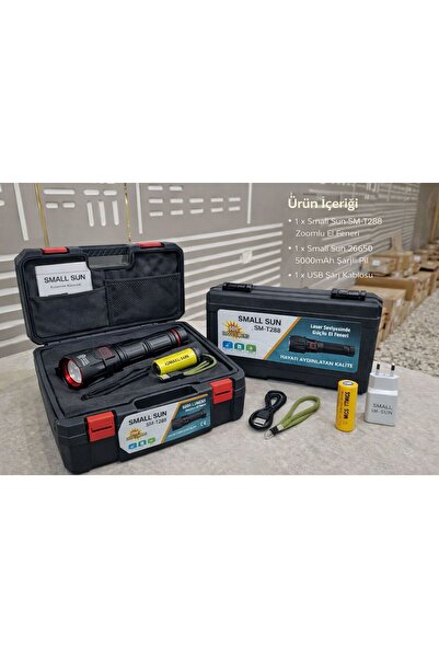 MEMİTA SM-T288 60W 6000 Lümen Zoomlu El Feneri Seti – 26650 Şarjlı Pil – Sert...