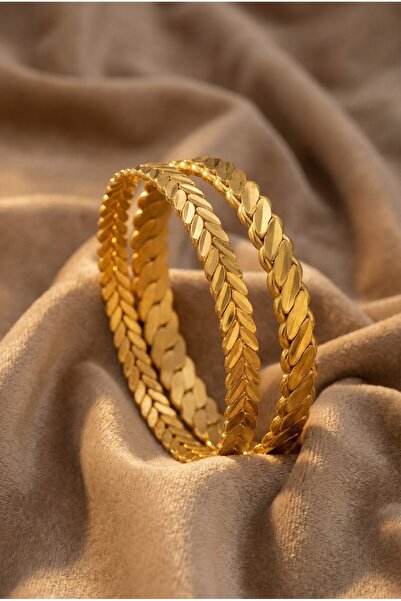 FerizZ Altın Kaplama İmitasyon Üçlü Burma Ve Başak Burma Bilezik Kombin BND-141