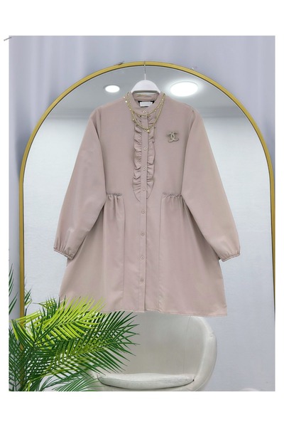 YEDİLALE Buttoned Loose Tunic with Broch Detail