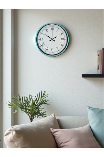 Leyaton 36 cm Turquoise Decorative Wall Clock Lwlhm-Ytrs345