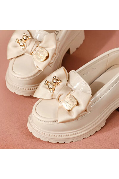 Zaira Pantofi casual copii bej din piele ecologica lacuita Anna #19113 - 33