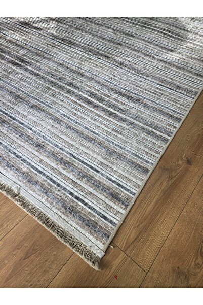 Brillant SU YEŞİLİ-KAHVE-KREM ÇİZGİLİ Jüt Sisal Görünüm Kaymaz Taban 4M2 Halı