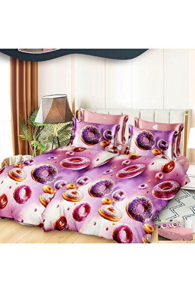 Casa de Vis Double bed linen set, satin cotton, 220 x 240 cm, 7 pieces, multi...