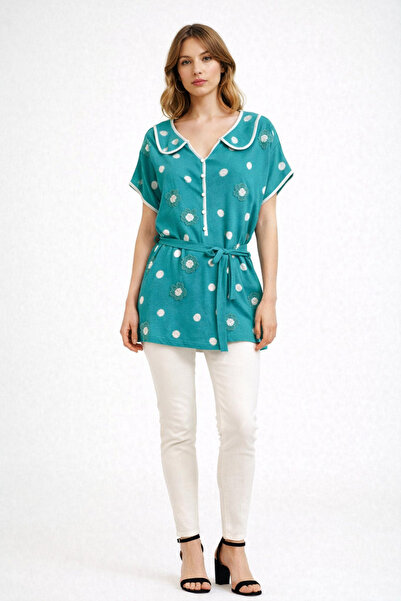 Kayra Twomail Polka Dot Knitwear Blouse