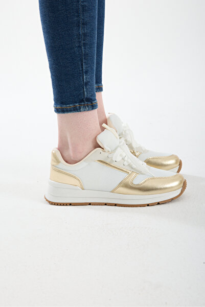 Runnix Shoes Vella Gold Women's Lace-Up Casual Sports Shoes Casual Non-Slip C...