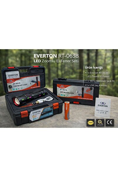MEMİTA 063B LED Zoomlu El Feneri Seti – 18650 9000mAh Şarjlı Pil – Sert Taşım...