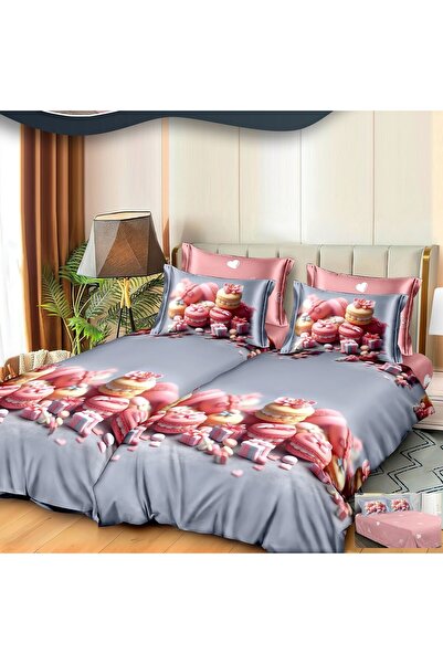 Casa de Vis Double bed linen set, satin cotton, 220 x 240 cm, 7 pieces, multi...