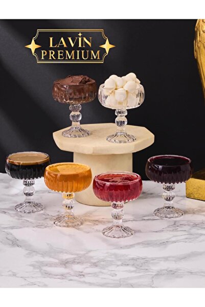 Erbaşlar 6-Piece Glass Footed Coffee Side Bowl with Turkish Delight Container...