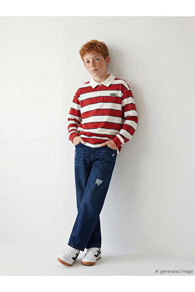 LC Waikiki RMZ GİYİM FARKİLY بنطلون جينز للأولاد بقصة مريحة وتفاصيل ممزقة