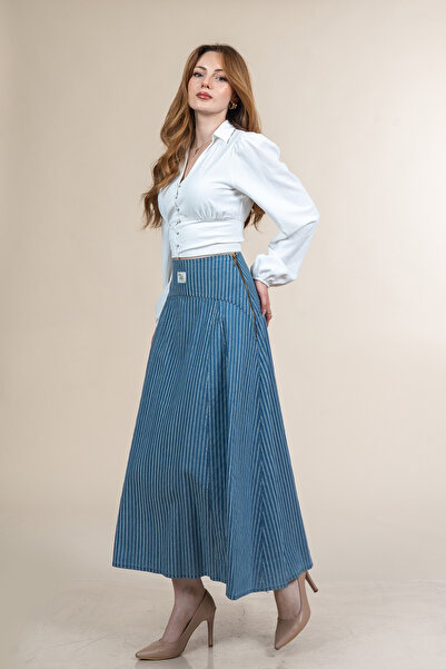 MissVina Long Skirt with Gathered Stripes under the Corset 6797