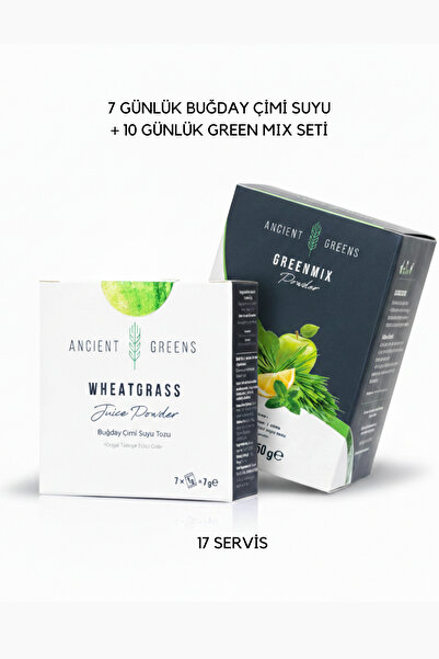 Ancient Greens Buğday Çimi Suyu Tozu 7 Günlük Kür + Yeşil Smoothie Karışımı G...