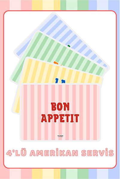 The Grade Amerikan Servis 4'lü Çok Renkli Tabak Altlığı Leke Tutmaz Amerikan ...