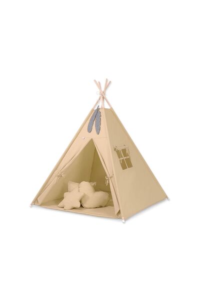 Other Cort tipi pentru copii + saltea + perne + pandantive din pene - bej