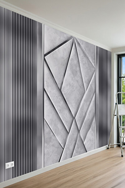 MİRAZAWALL Ofis ve Salon İçin Geometrik Tasarım Tek Parça Tekstil Duvar Kağıdı