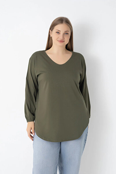 Orly More Women's Plus Size (Thin) V-Neck Slit Blouse
