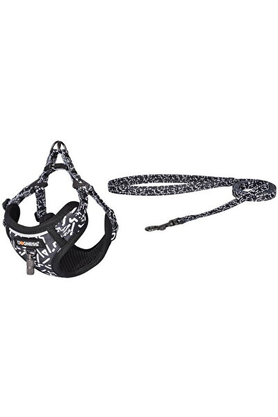 Dogness Set ham și lesă pentru câini (alb-negru)