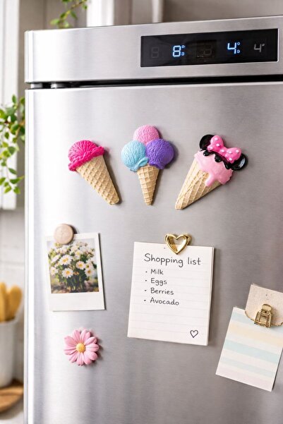 shamatolyesi 3 boyutlu ve gerçekçi detaylara sahip dondurma şeklinde buzdolab...