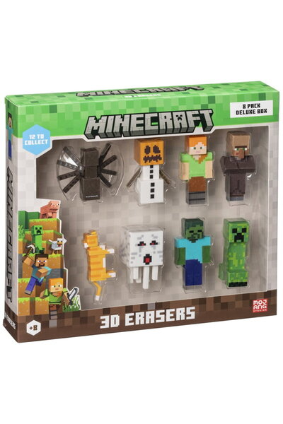 PMI Kids World P.M.I. Kids World MINECRAFT 3D ERASERS - 8 PACK DELUXE BOX VER.B