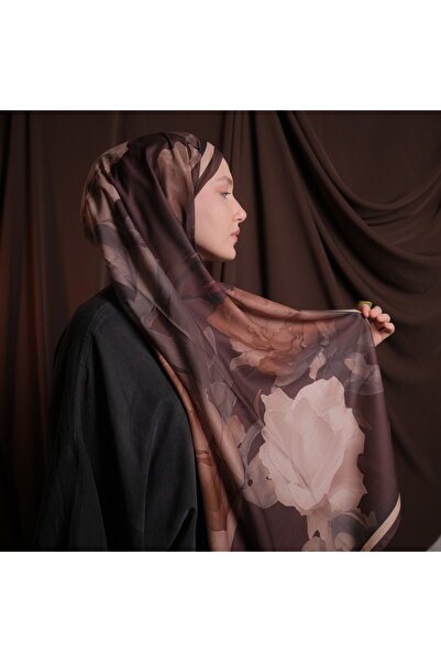 Mehru Scarfs Soft Lotus Desen Koyu Kahve Şal – Kaymaz Doku – Yazlık/Kışlık - ...