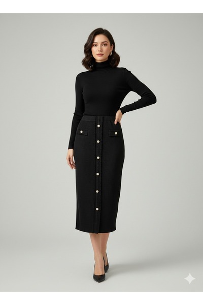 Ekol Önü Düğmeli Etek 2408