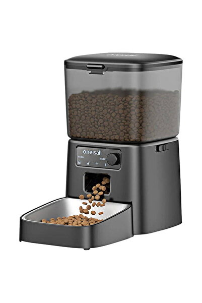 oneisall Dozator automat de hrană pentru animale de companie, negru, 1,2 l