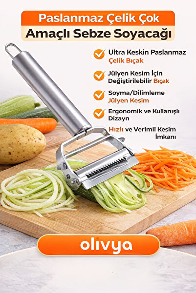 OLİVYA Paslanmaz Çelik Jülyen Sebze Soyacağı | Soyma, Dilimleme ve Jülyen Kesim