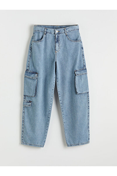 LC Waikiki بنطلون جينز كارجو للأولاد من إنديجو بقصة عادية