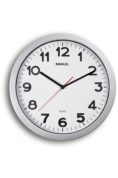 MAUL Ceas de perete, D-35 cm, cifre arabe, cadran alb, treaptă - ramă din pla...