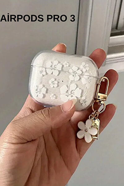 KVK PRİVACY Pro 3. Nesil Uyumlu Simli Beyaz Çiçek Desenli , Anahtarlıklı Kula...