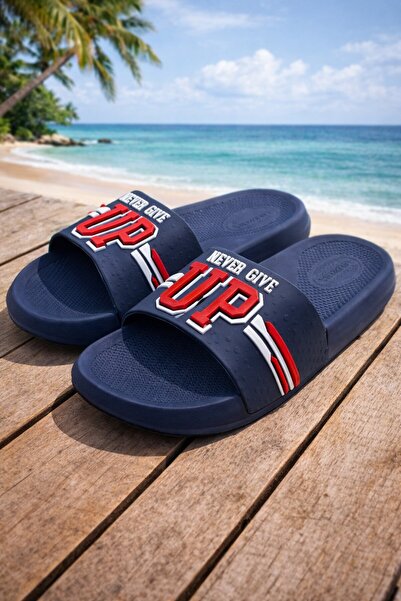 Moda Frato Never Give up Men's Slippers Sea Beach Pool Slippers Bathroom Gard...