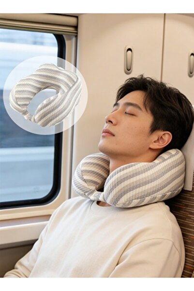 Generic وسادة سفر مصنوعة من إسفنج الذاكرة بنسبة 100%، وسادة سفر ناعمة من قماش...