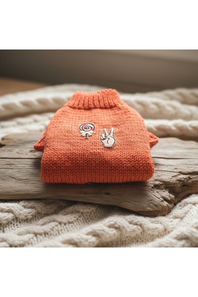 Lady Fify Orange Sweater with Lollipops for Cat and Dog