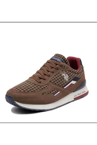 US Pollo Assn Brown sneakers with Printed and tricolor details