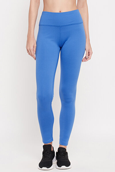 Clovia Snug Fit Ankle-Length High-Rise Active Tights in Cobalt Blue