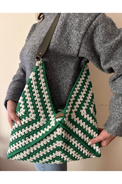 Nillys Women's Cotton Rope, Lined, Faux Leather Handle Triangle Shoulder Bag ...