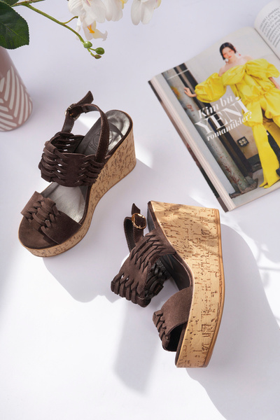 NOSEY SHOES Shay Model Genuine Leather Knitted Detail with Buckle and Padded ...