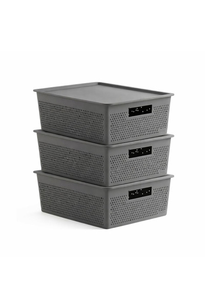 Trend Maison Multi-Purpose Organizer 12 L. Storage Box with Plastic Lid Gray