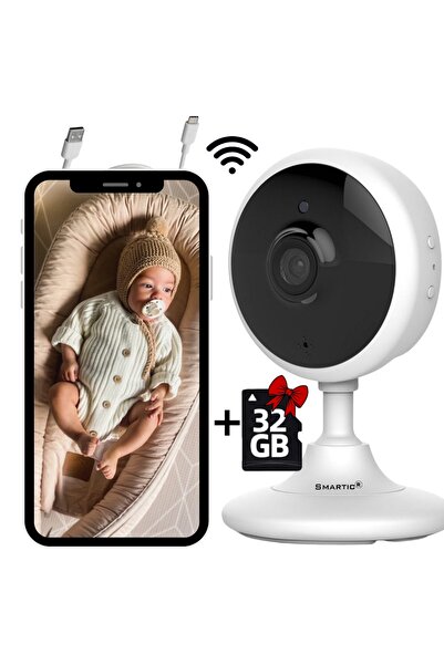 SMARTIC Baby Monitor, WiFi, FHD, Night Vision, Aplicatie telefon, 2.4G,