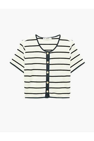 Koton Women'S Ecru Stripe Teenage Blouse Ss