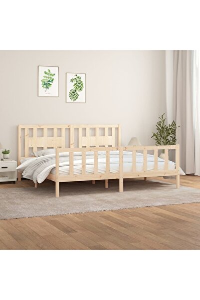 Concept Cadru de pat cu tăblie 200x200 cm, lemn masiv de pin