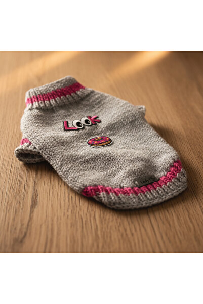 Lady Fify Gray Sweater with Donut for Cat and Dog